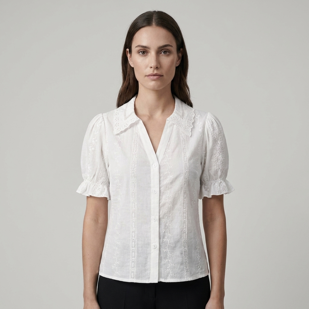 Camicetta raffinata donna pizzo ricamato