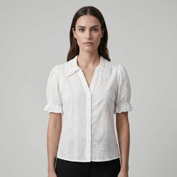 Camicetta raffinata donna pizzo ricamato