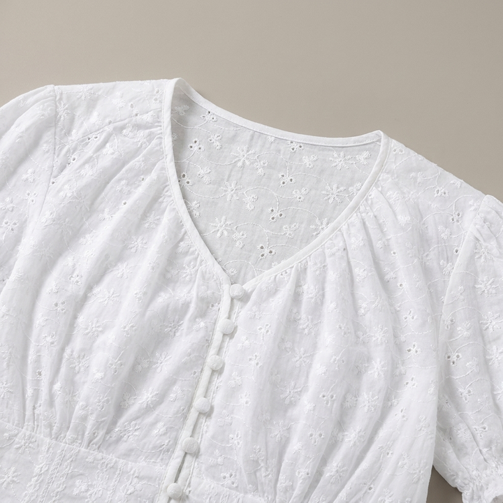 T shirt florale donna cotone bianco