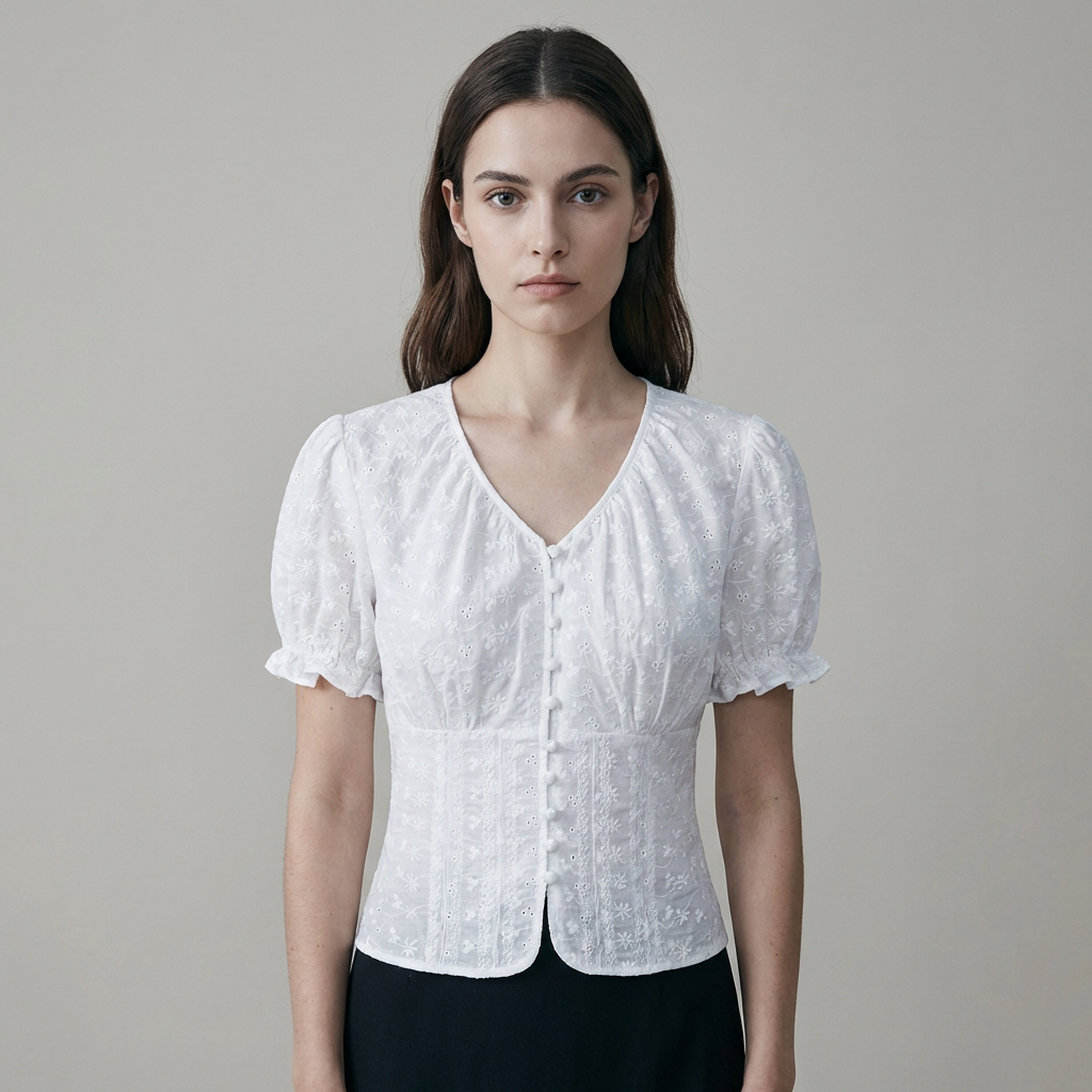 T shirt florale donna cotone bianco
