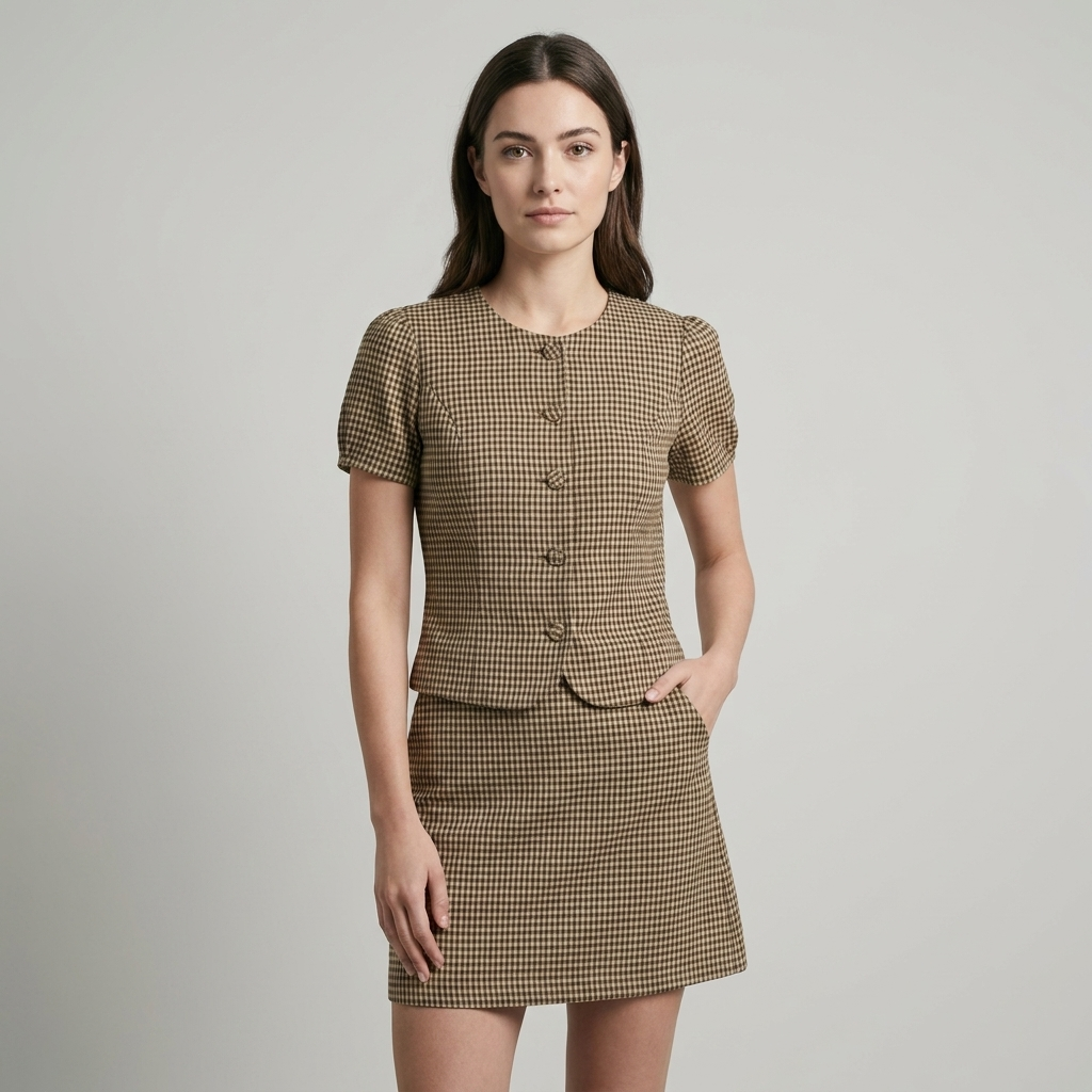 T shirt lussuosa donna quadri marroni