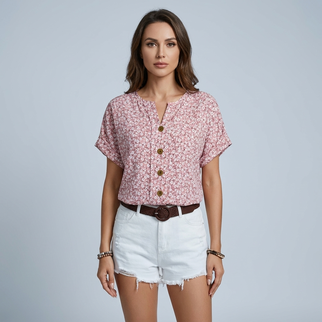 T shirt florale donna camicia chic