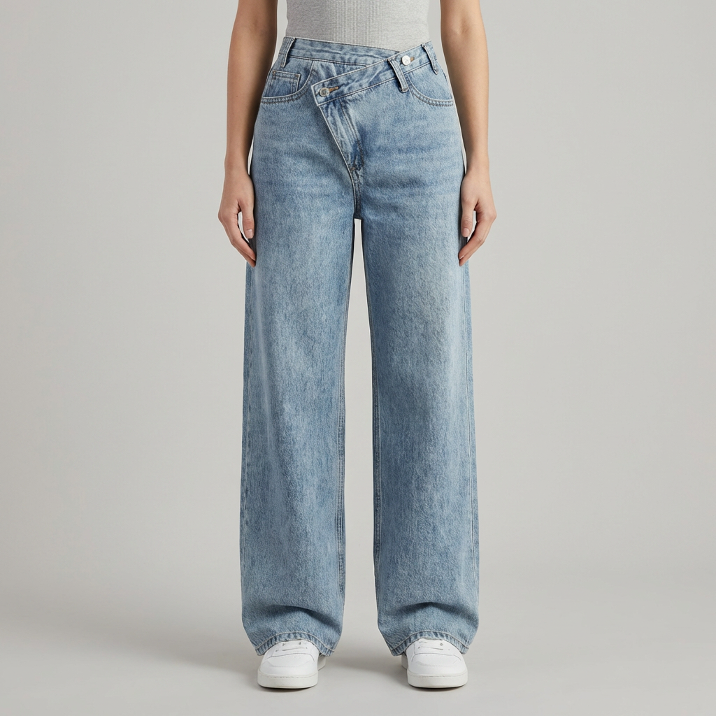 Jeans donna eleganti gamba larga