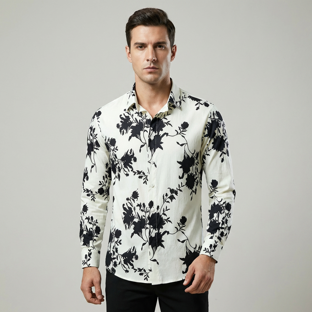 Camicia uomo elegante stampa floreale