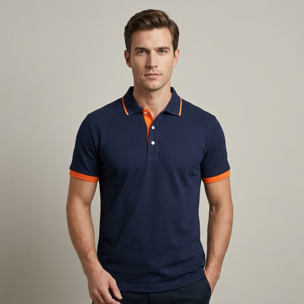 Polo uomo con colletto contrasto