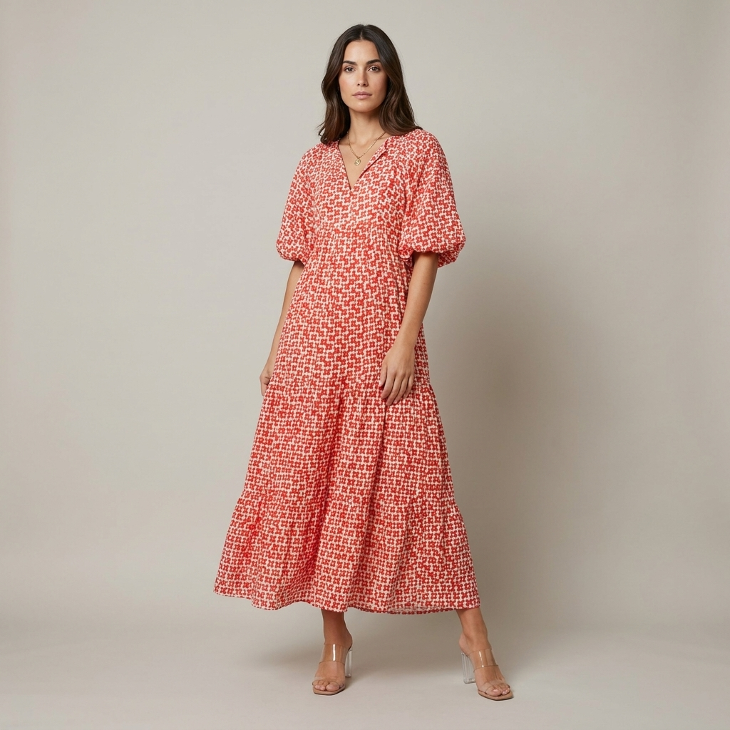 Abito maxi elegante floreale boho