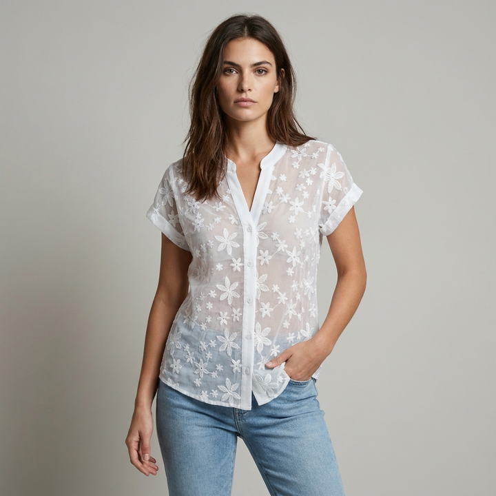 Top donna floreale elegante pizzo