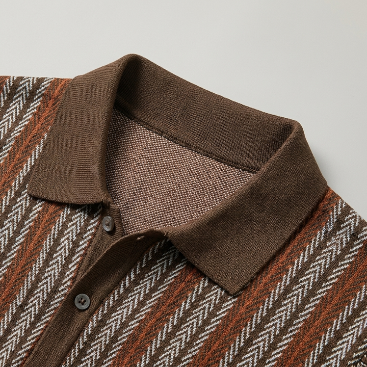 Polo uomo stampa retrò zigzag