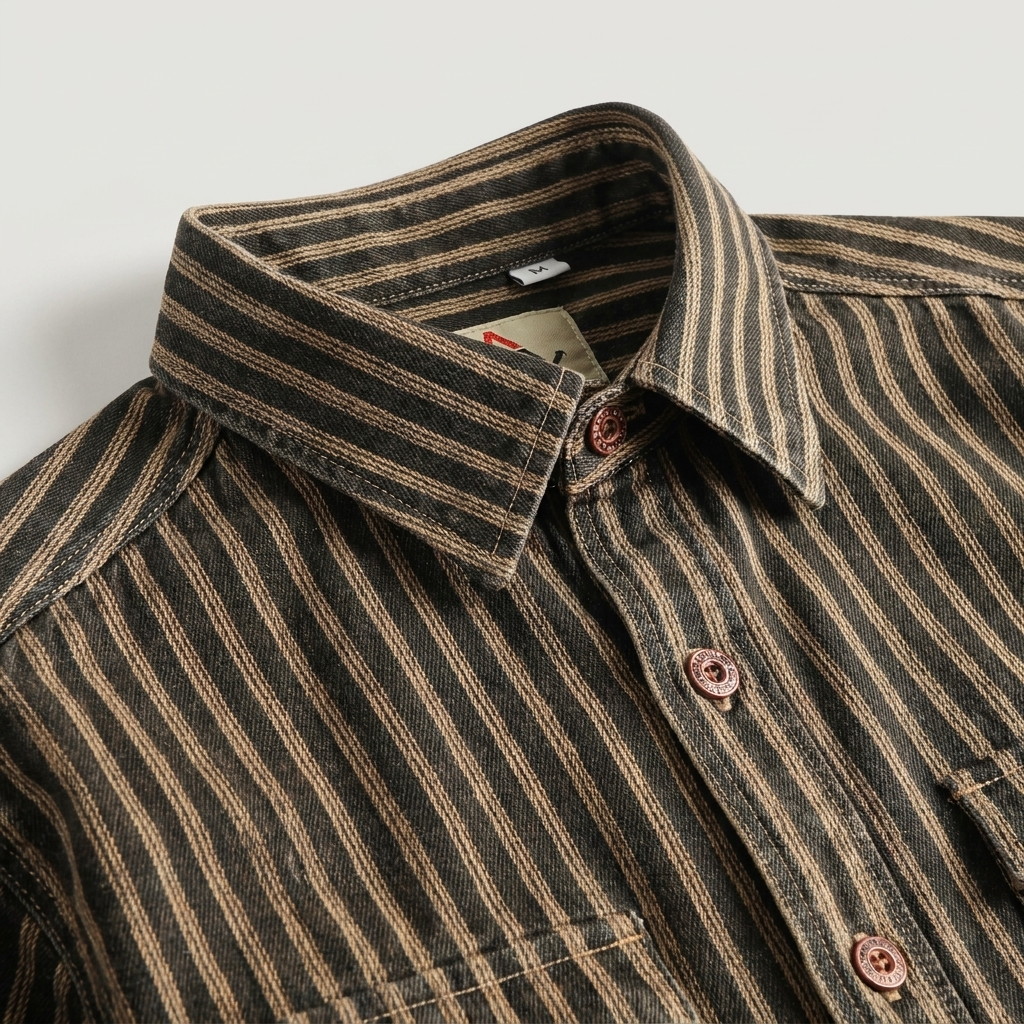 Camicia uomo cotone a righe stile retrò