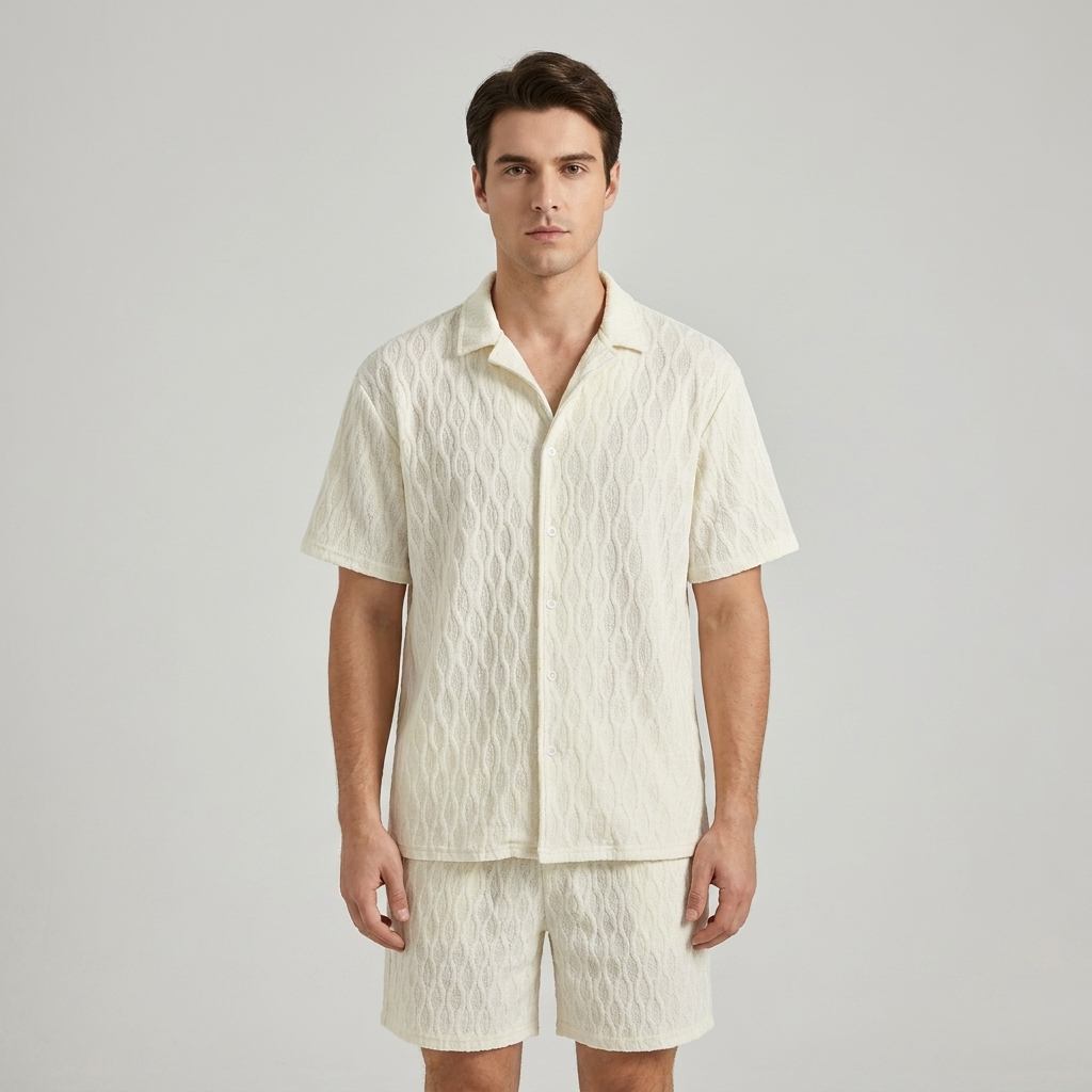 Completo uomo estivo camicia e shorts cotone