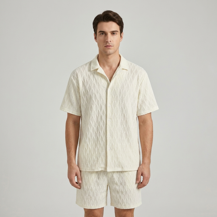 Completo uomo estivo camicia e shorts cotone