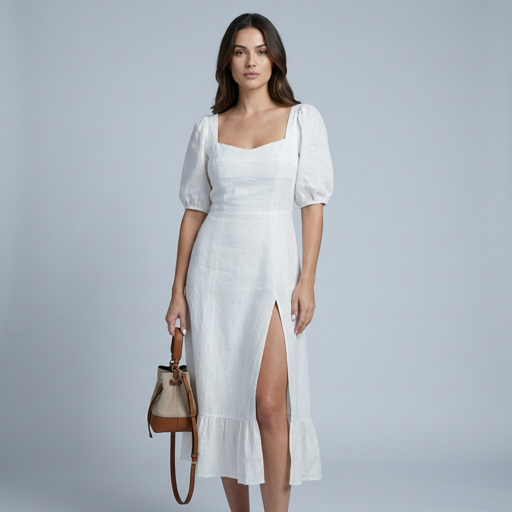 Abito midi donna lino elegante