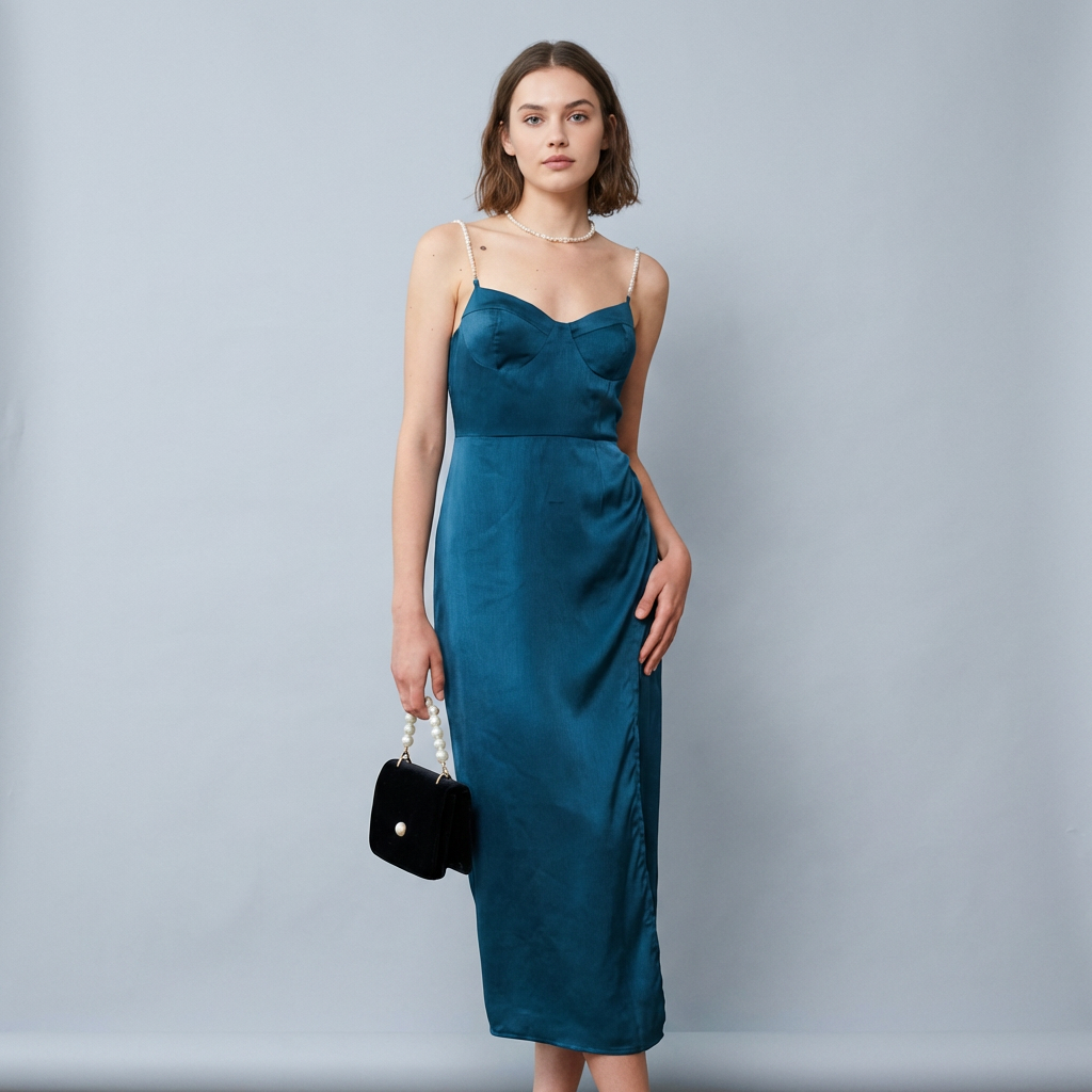 Abito midi donna elegante con spacco