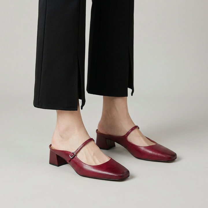 Mules donna eleganti in pelle con fibbia
