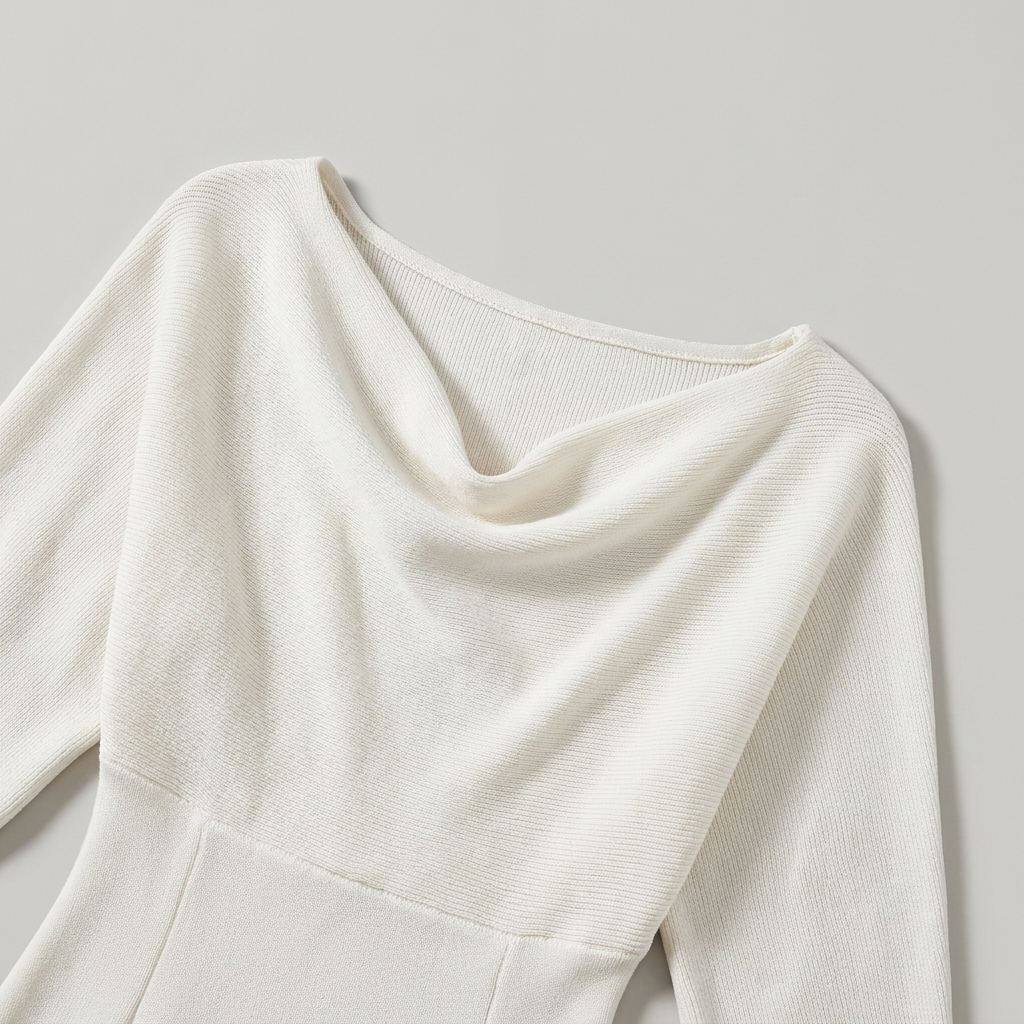 Bianca - Abito midi da donna bianco con maniche a pipistrello drappeggiate