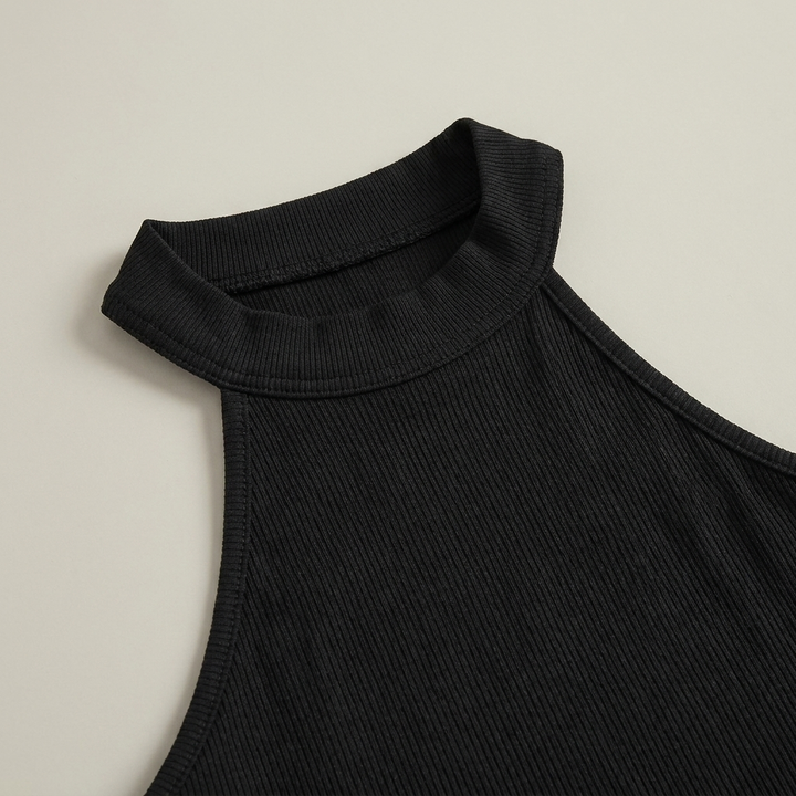 Valentina - Abito midi da donna con scollo all'americana nero e bianco a contrasto