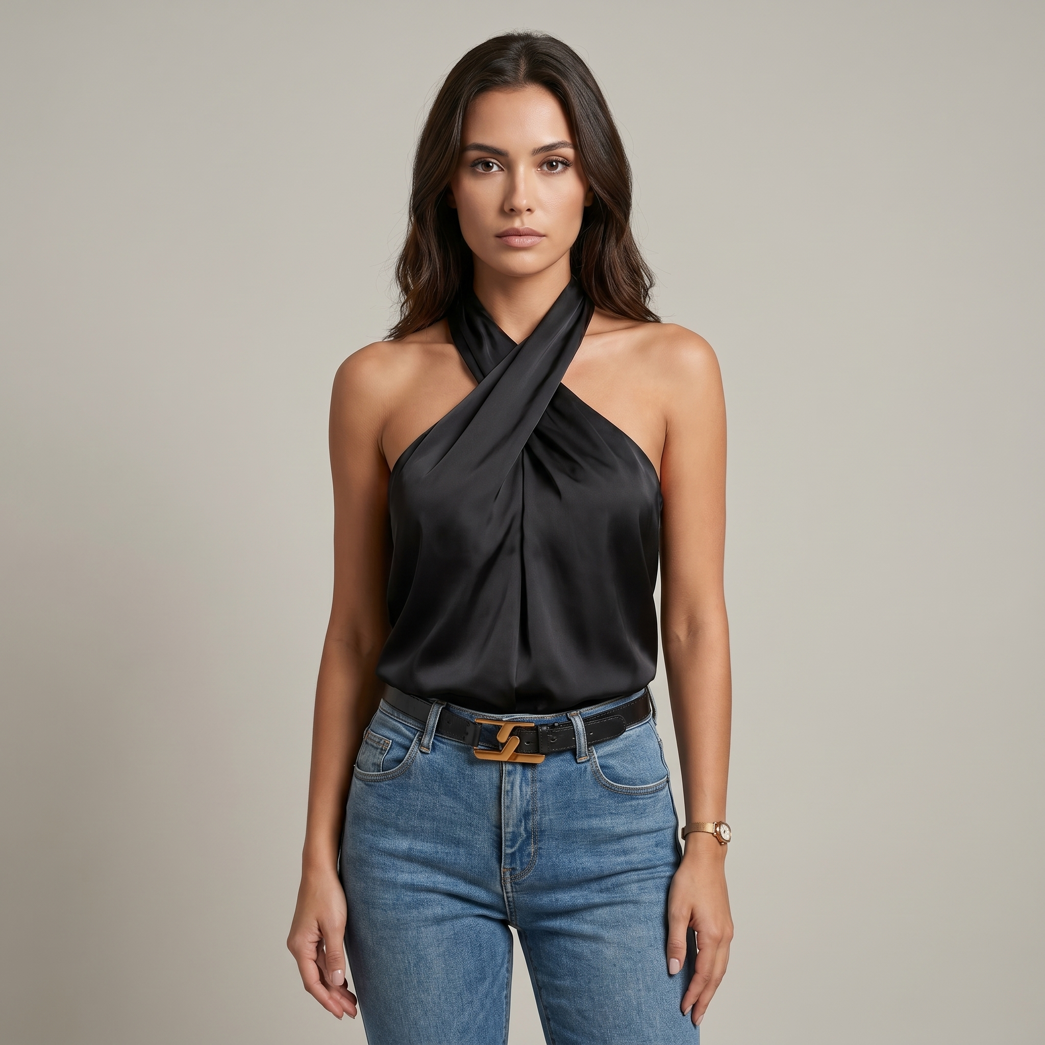 Top donna estivo halter incrociato