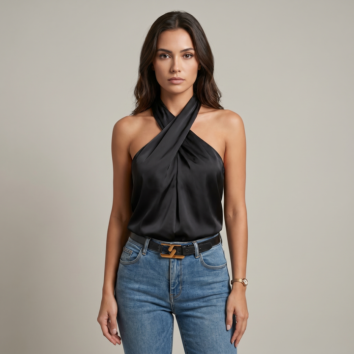 Top donna estivo halter incrociato