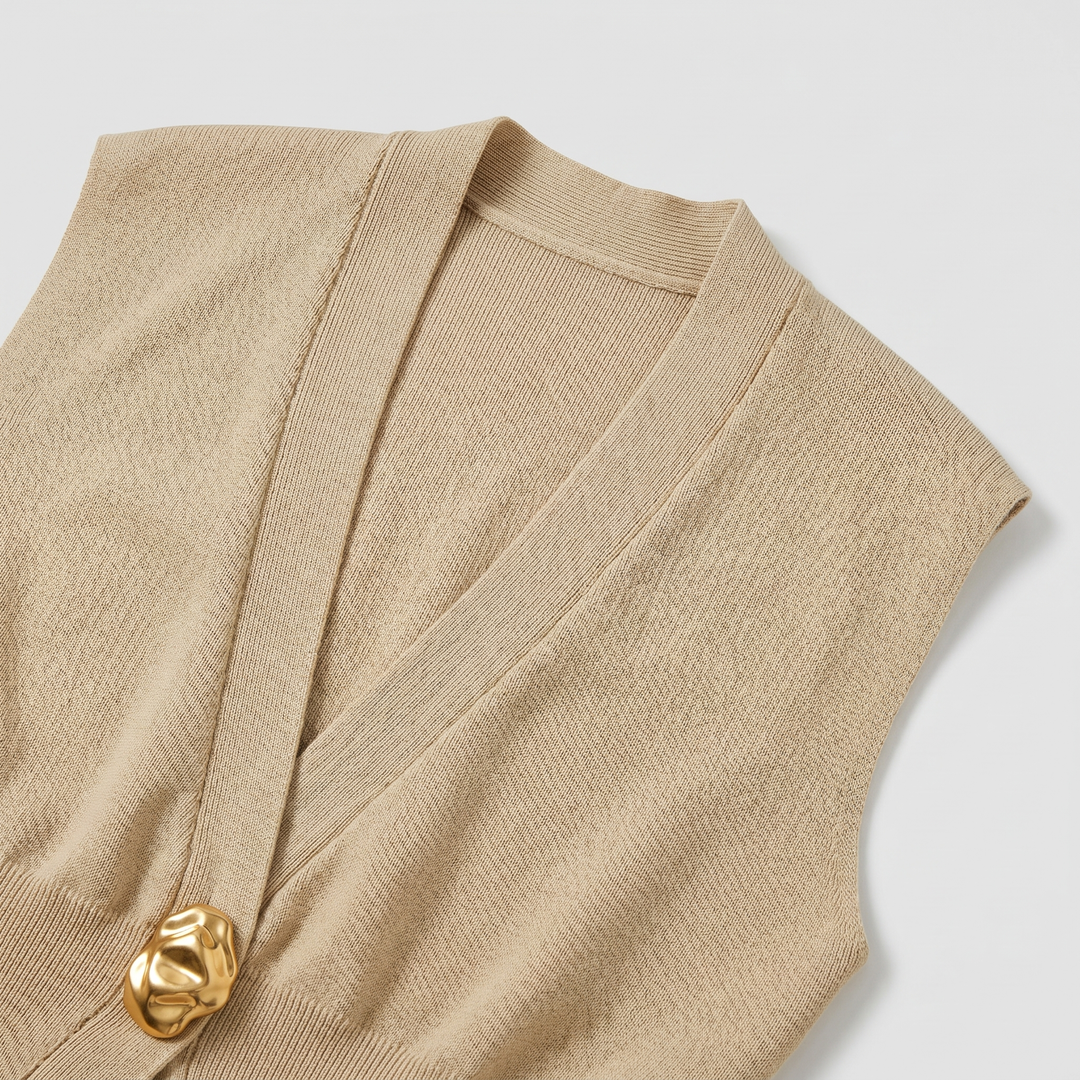 Elegante Blusa Gilet Donna Scollo V Bottoni Maglia