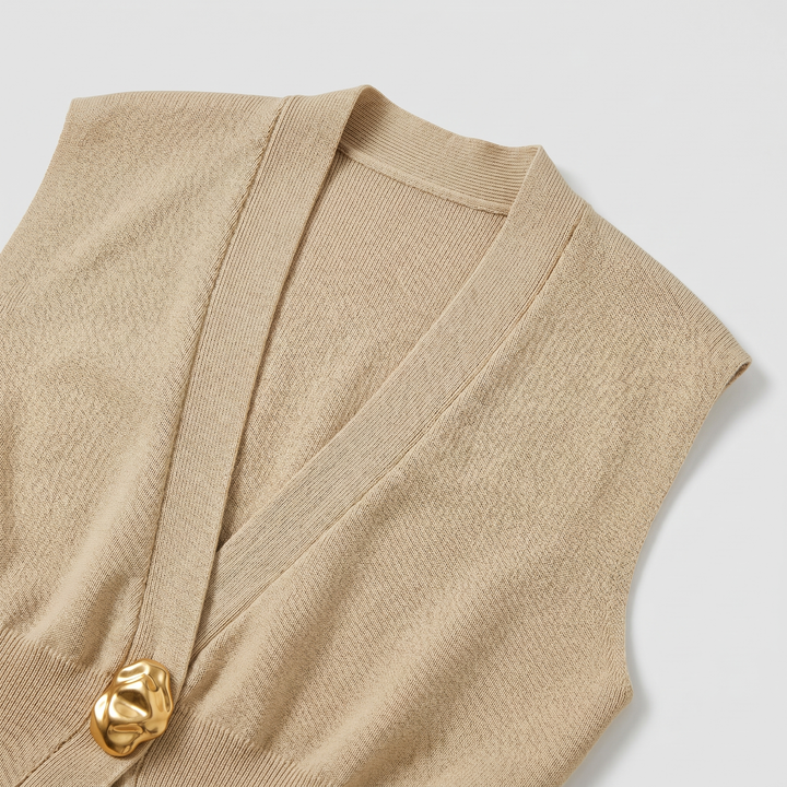 Elegante Blusa Gilet Donna Scollo V Bottoni Maglia
