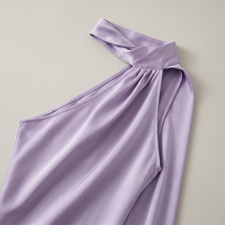 Vestito cerimonia lussuoso blu satin maxi