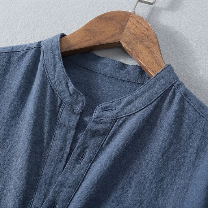 Camicia in Lino e Cotone Manica Corta Uomo