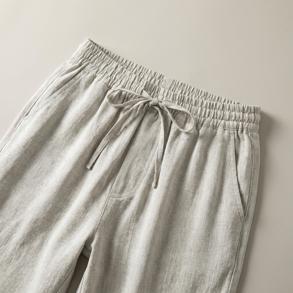 Pantalone in Lino Uomo Vita Elastica Taglio Rilassato