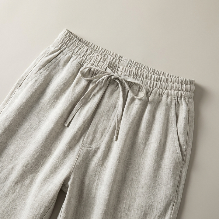 Pantalone in Lino Uomo Vita Elastica Taglio Rilassato
