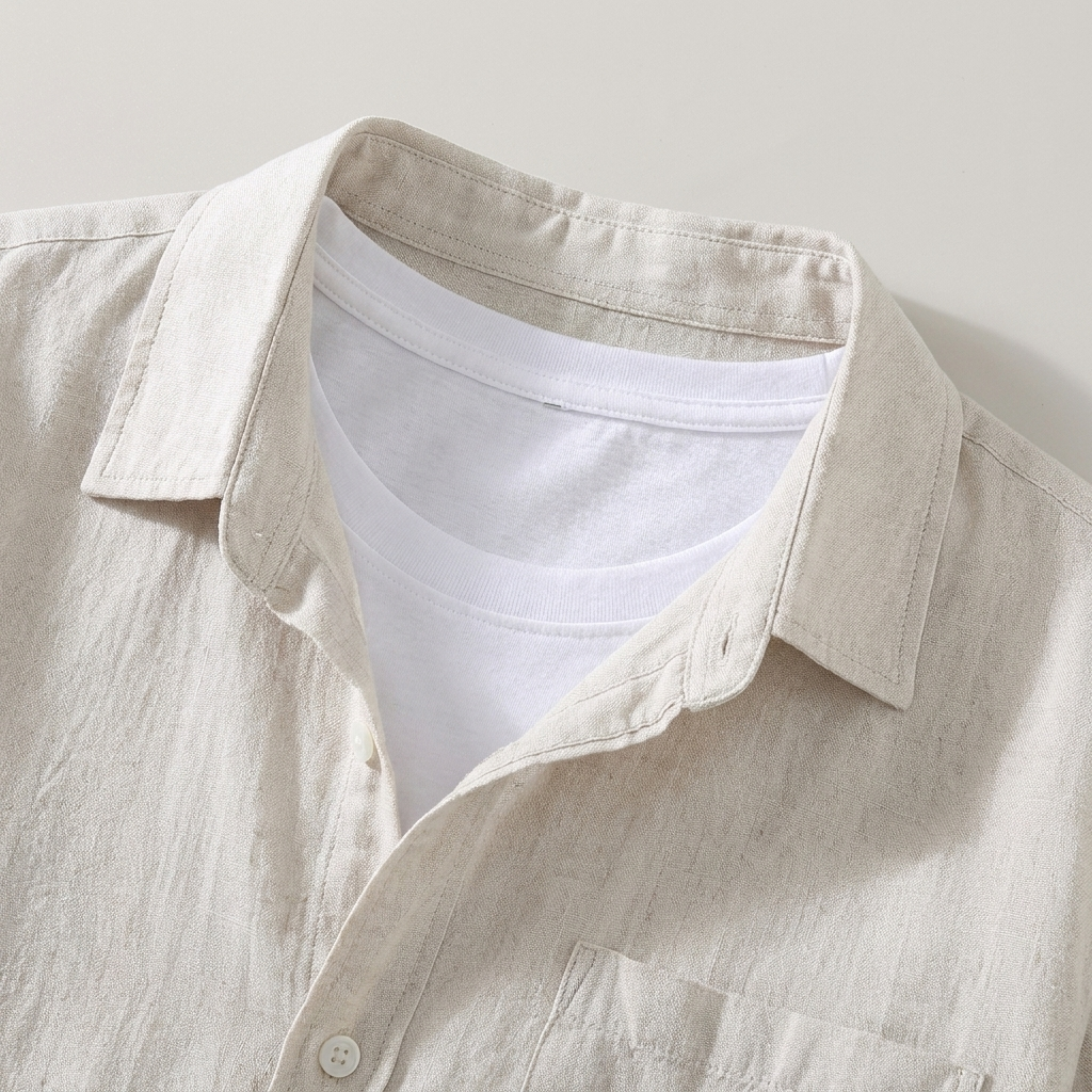 Camicia in Lino Uomo 100% Lino Manica Lunga Taglio Regolare