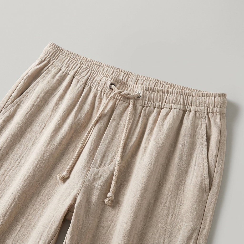 Pantalone in Lino Uomo Vita Elastica Taglio Ampio