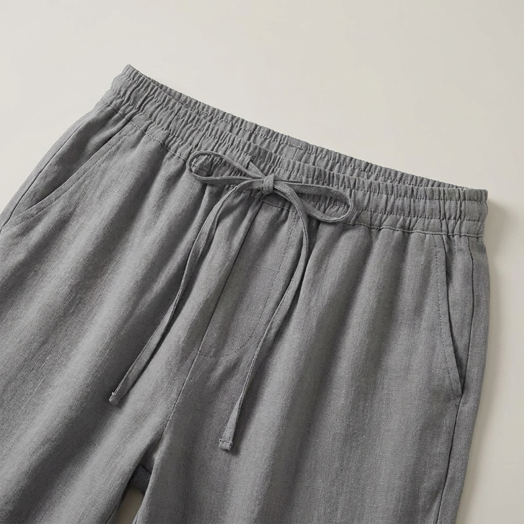 Pantalone in Lino Uomo Vita Elastica Taglio Rilassato