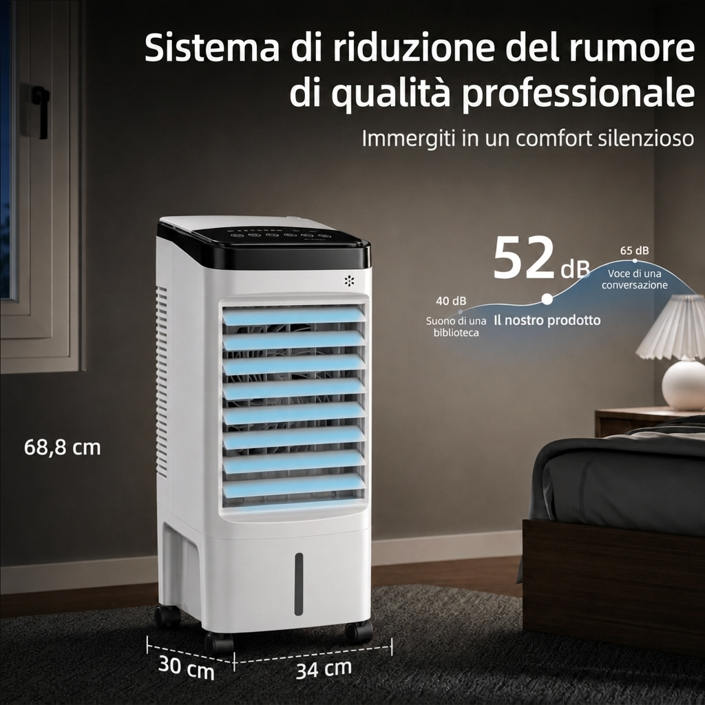 Climatizzatore Portatile con Telecomando e Modalità Notte – Raffredda, Ventila e Deumidifica