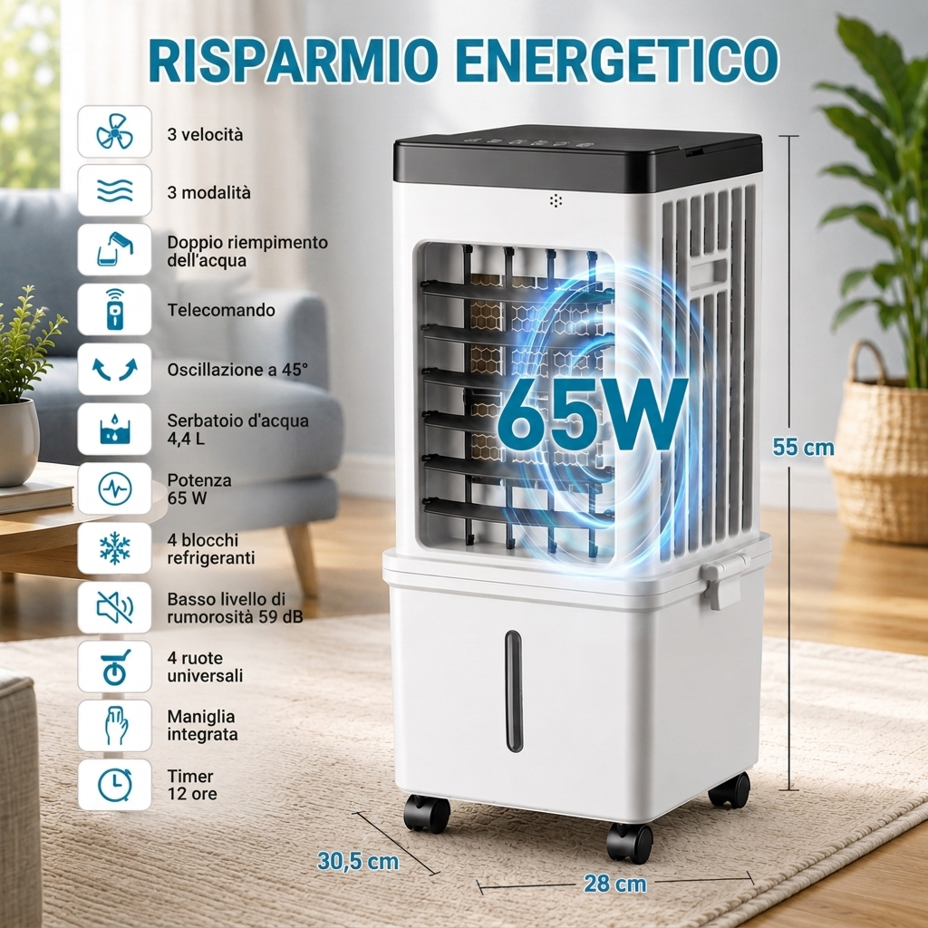 Climatizzatore Portatile Senza Tubo – Raffredda e Ventila all'Istante