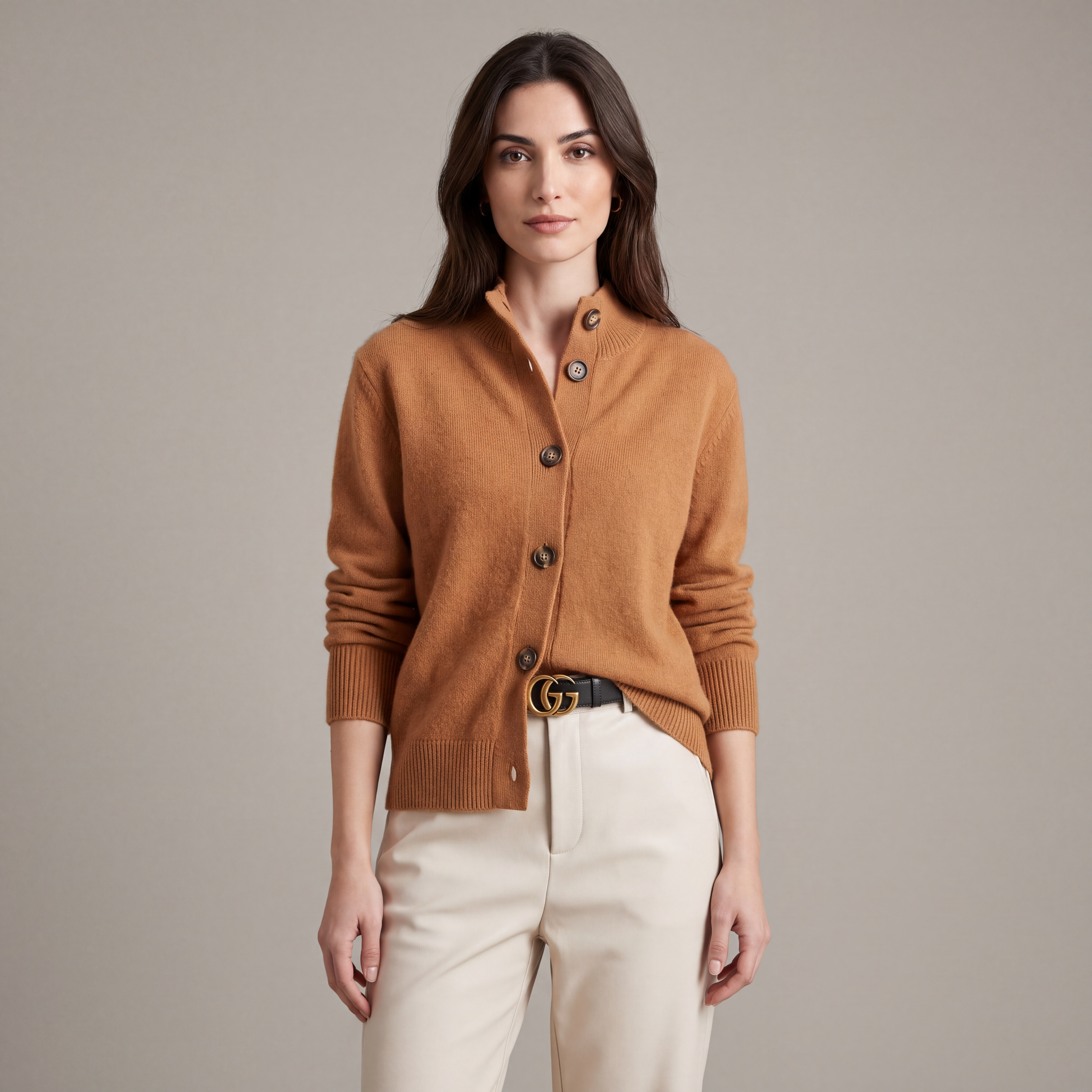 Cardigan Donna in Misto Lana con Bottoni Gioiello