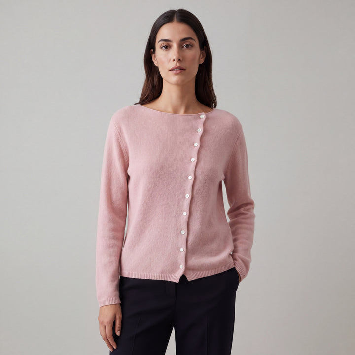 Maglione Donna in Maglia con Bottoni Asimmetrici