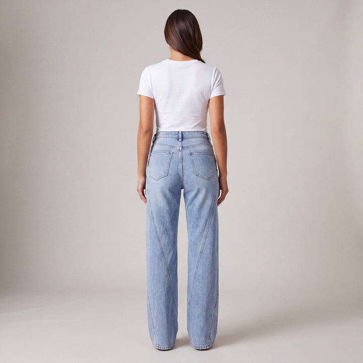 Jeans Donna a Vita Alta Gamba Ampia