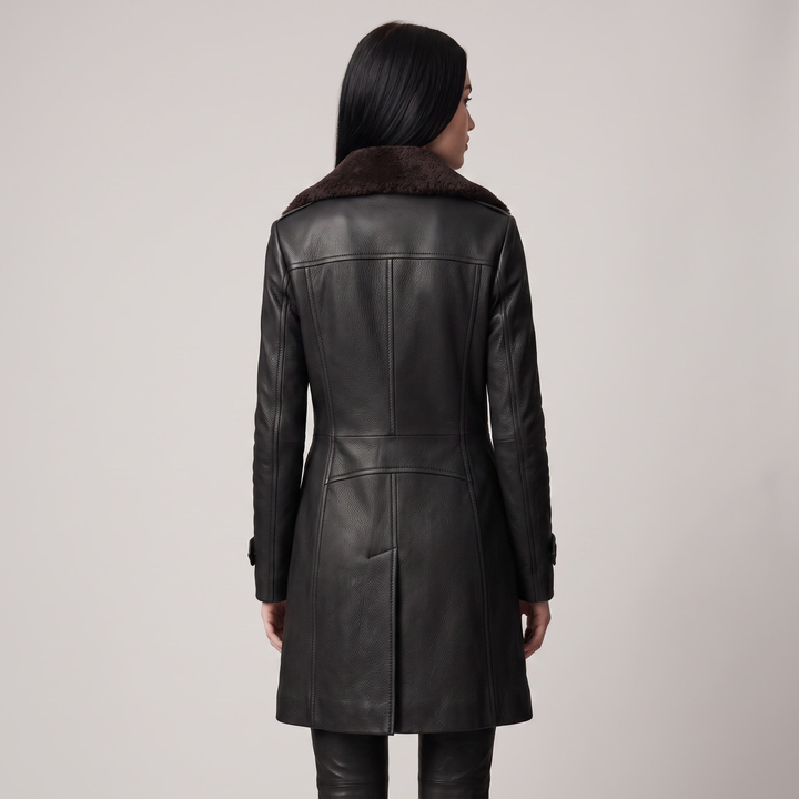 Cappotto Donna in Pelle Taglio Sartoriale Elegante
