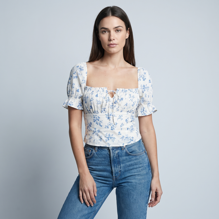 T shirt florale lussuosa donna scollo v