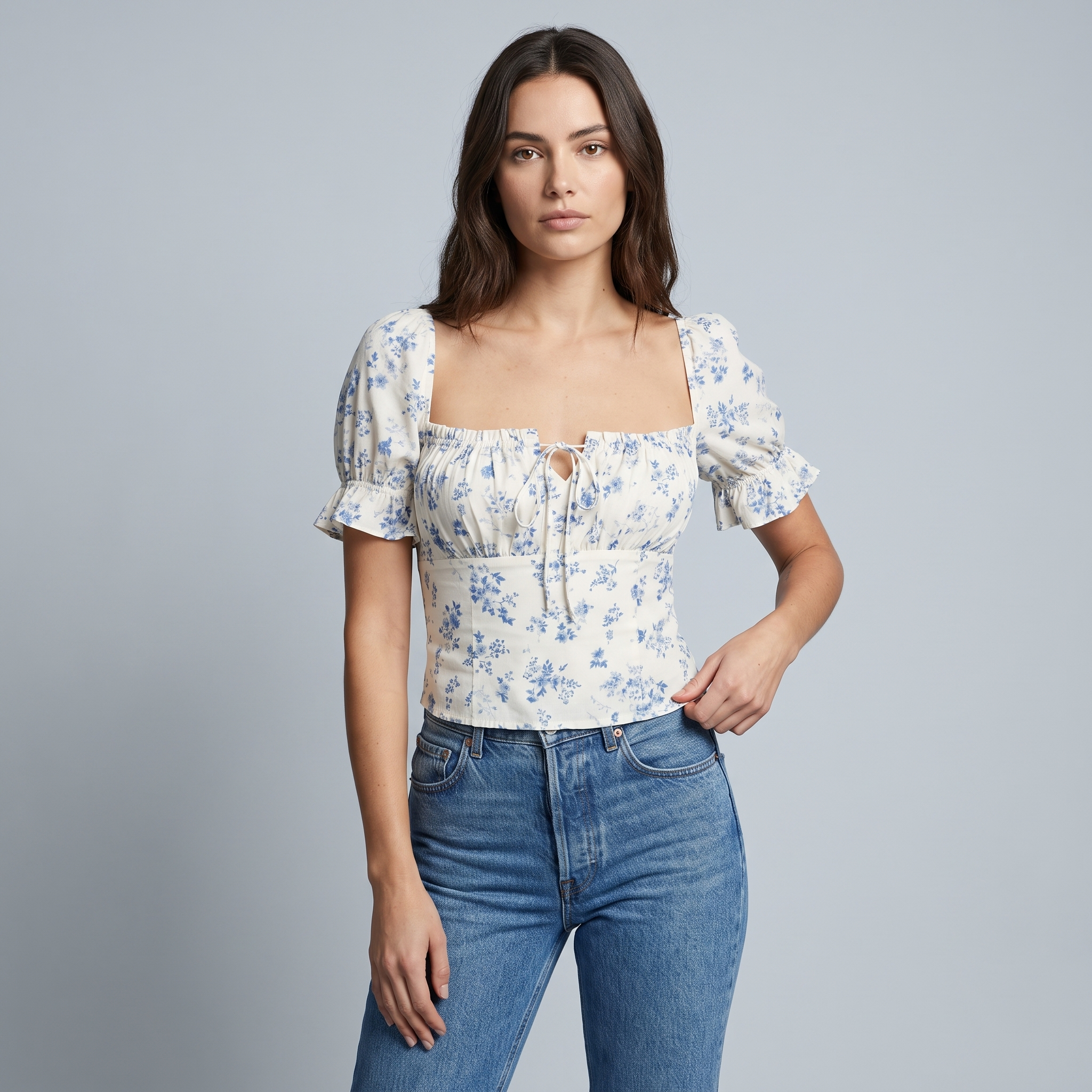 T shirt florale lussuosa donna scollo v