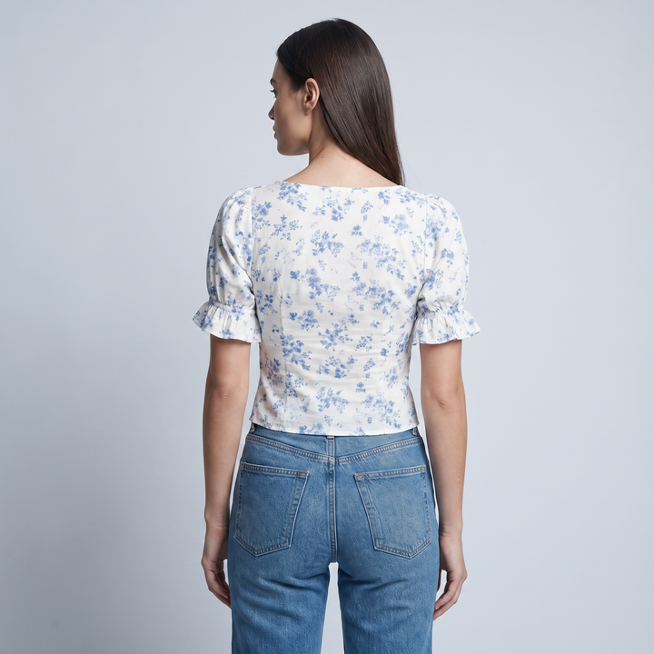 T shirt florale lussuosa donna scollo v