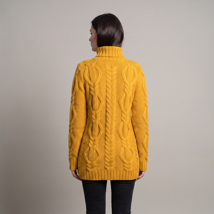 Maglione Dolcevita Oversize a Trecce Lunghezza Fianchi