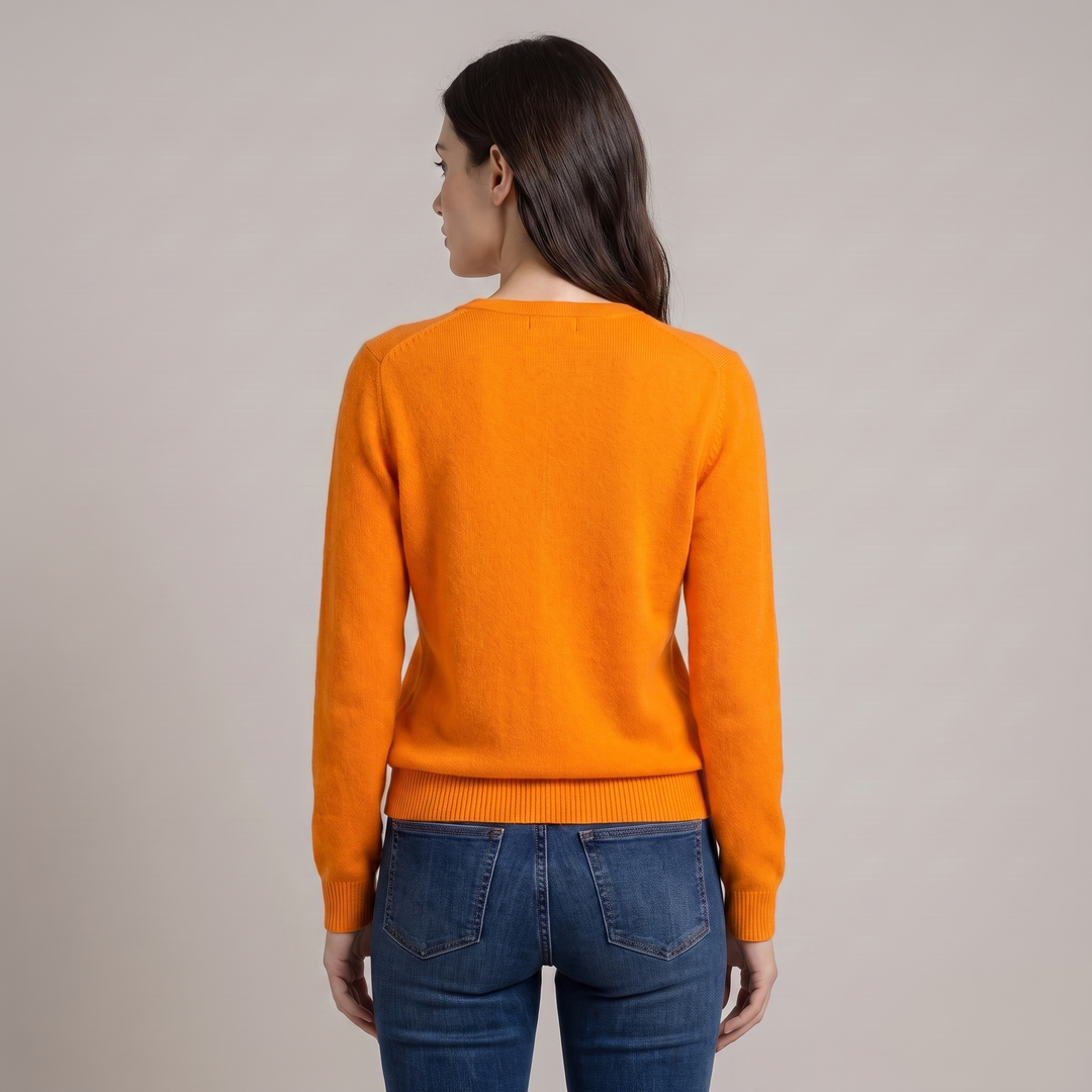 Maglione Donna Scollo a V in Lana Fine Vestibilità Rilassata Jumper