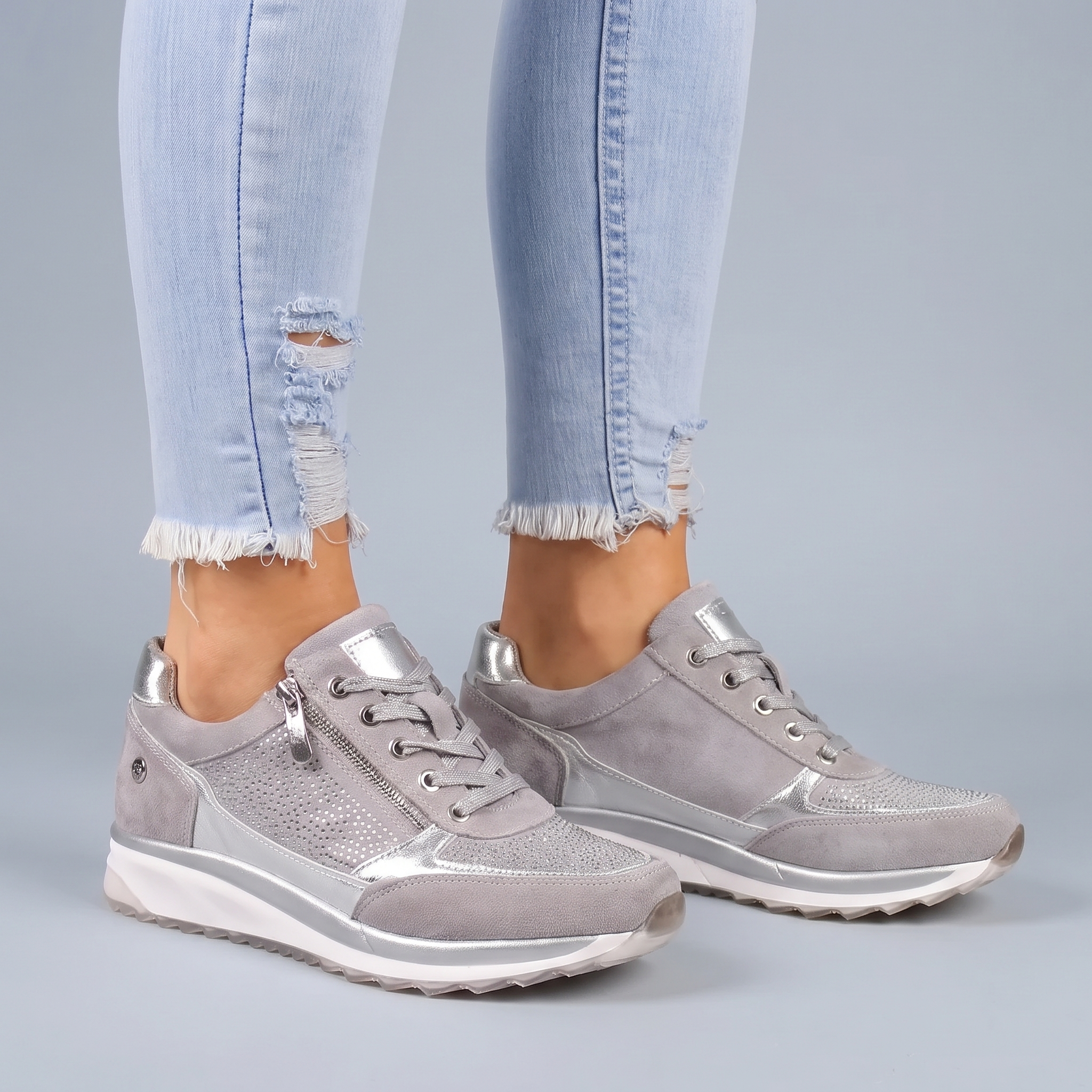 Sneakers Donna Comode con Zip e Suola Ammortizzata