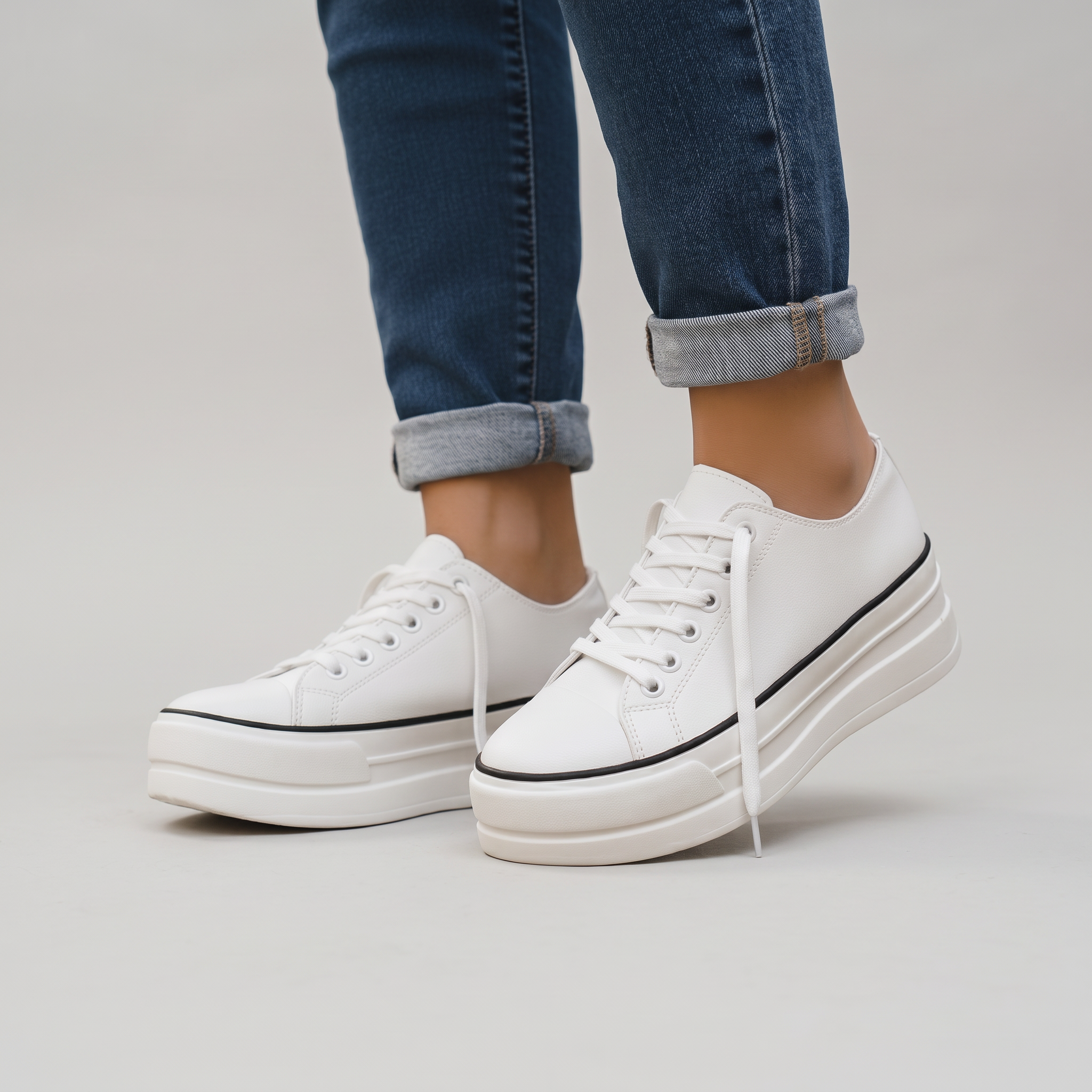 Sneakers Donna con Plateau in Tessuto Canvas