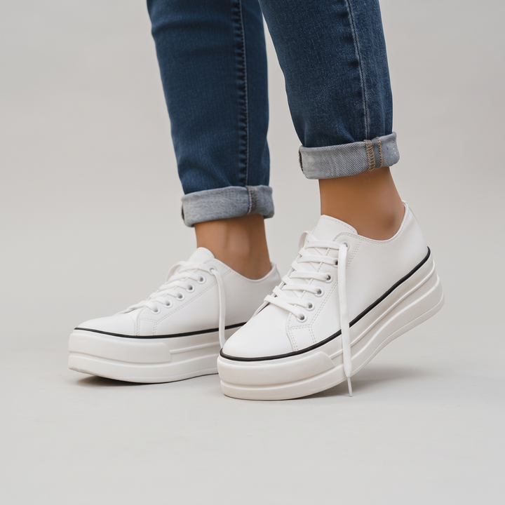 Sneakers Donna con Plateau in Tessuto Canvas