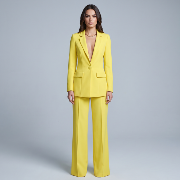 Tailleur Donna Elegante con Blazer Strutturato e Pantalone Dritto