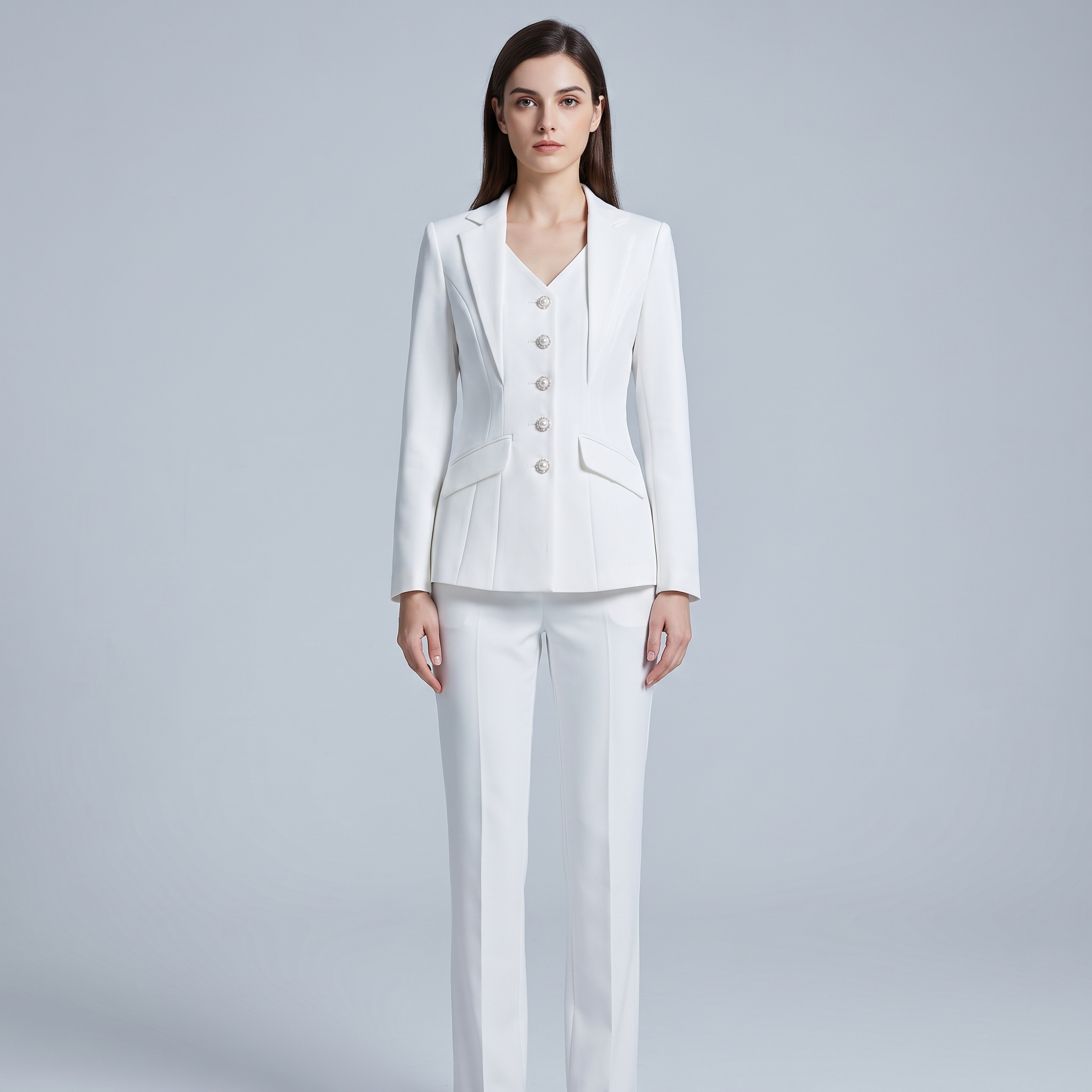 Tailleur Donna Suit con Blazer Foderato e Pantalone Regular Fit