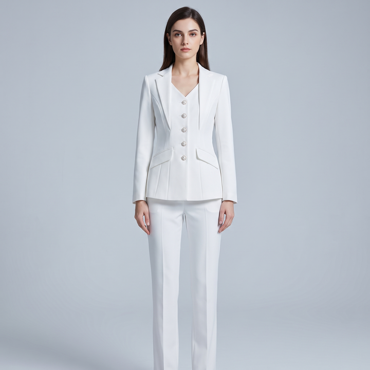 Tailleur Donna Suit con Blazer Foderato e Pantalone Regular Fit