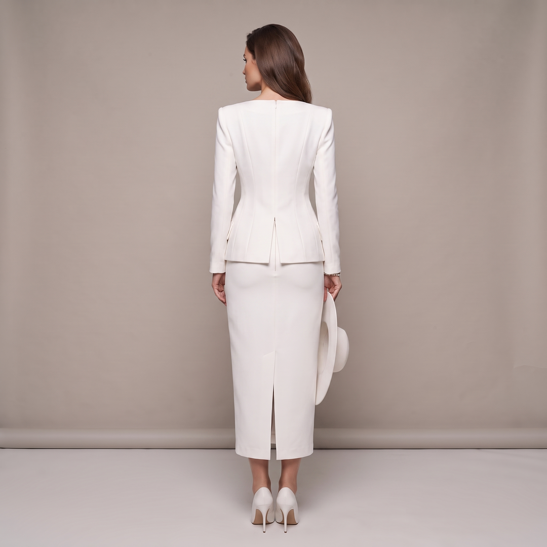 Completo Donna Suit con Top a Maniche Lunghe e Gonna Midi