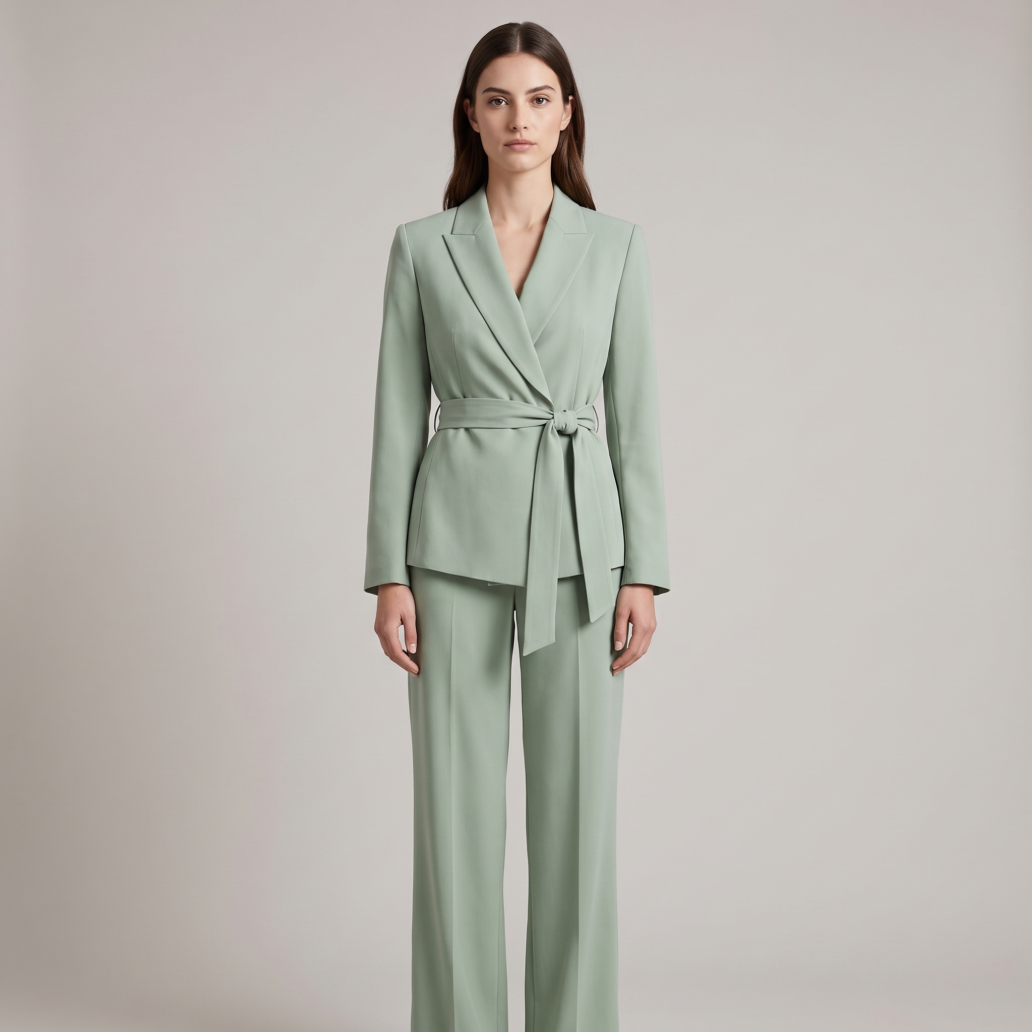 Tailleur Donna Suit con Blazer a Fiocco e Pantalone Palazzo